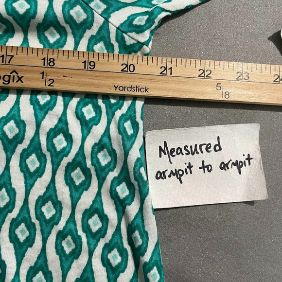 Chicos Womens 2 Size L Ikat Teal Soft Modal Knit Tunic Top Coastal Preppy Chic - Picture 8 of 9